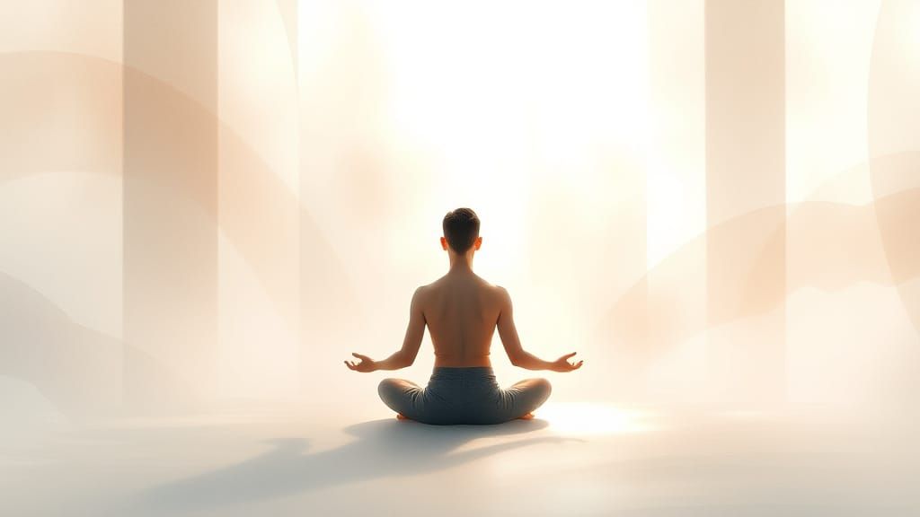 Figure Meditating in Ethereal Sanctuary of Calm