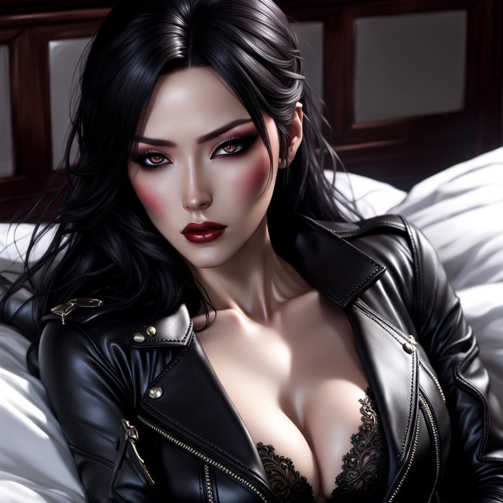 Gothic Vampire Woman Portrait in Hyperreal Style