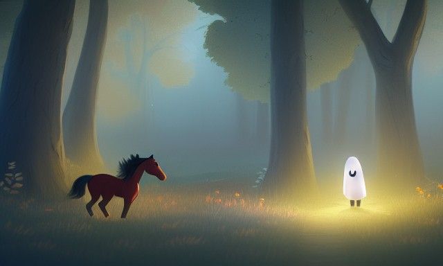 Ghost and Pony Autumn Walk: 3D Storybook Illustration