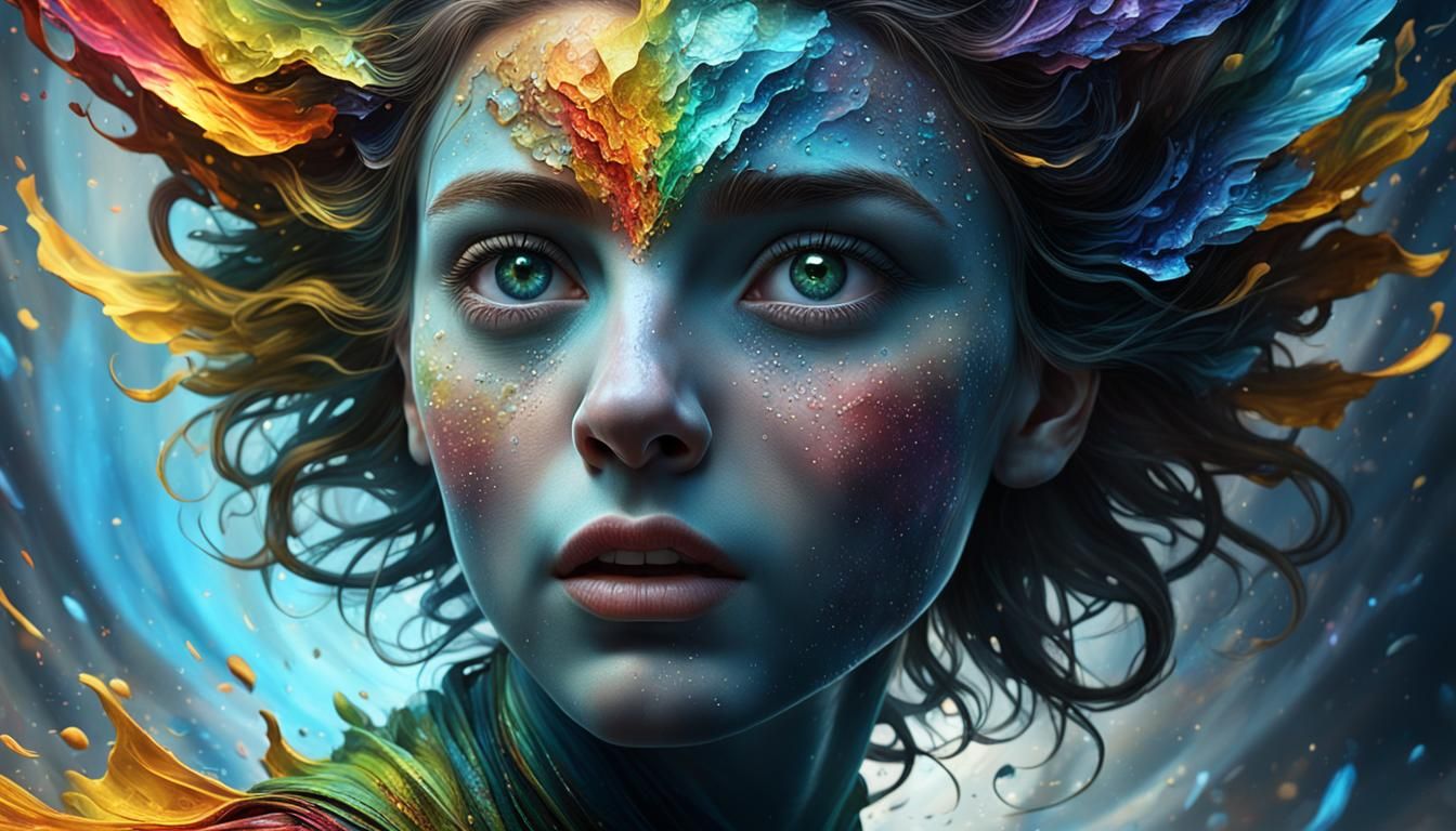 Surreal Face Flying Away: Cinematic Hyperrealism