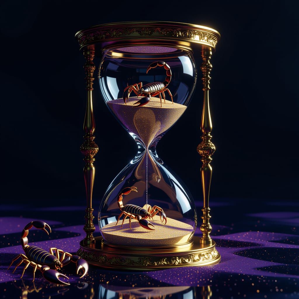 Scorpions in Baroque Hourglass, Dark Fantasy Art