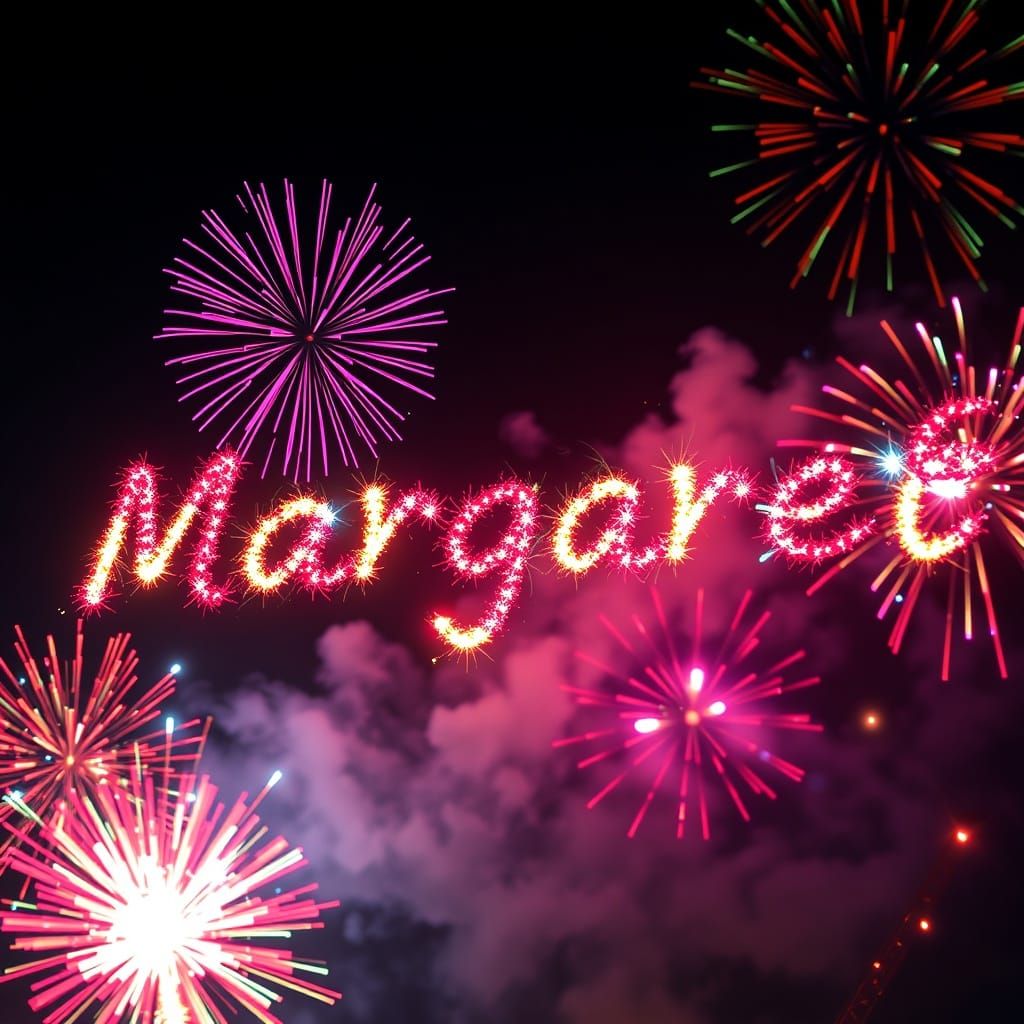 Fireworks Spell Out 'Margaret' in Dazzling Night Sky Display