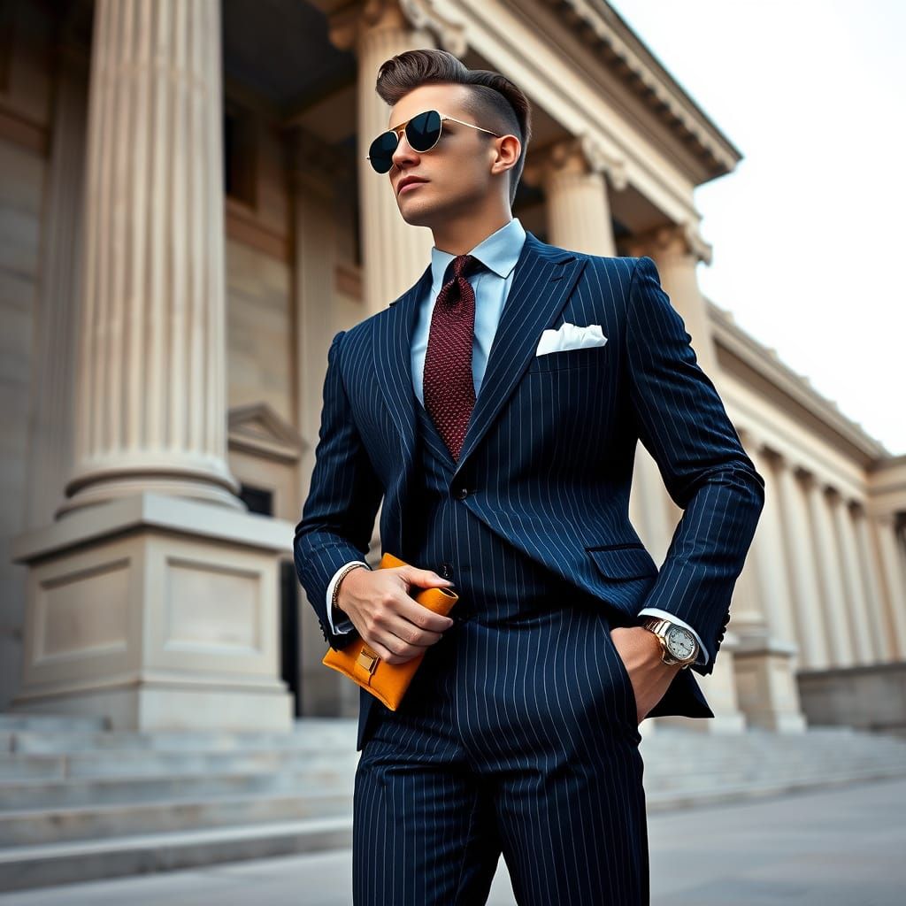 Elegant Businessman in Navy Blue Suit