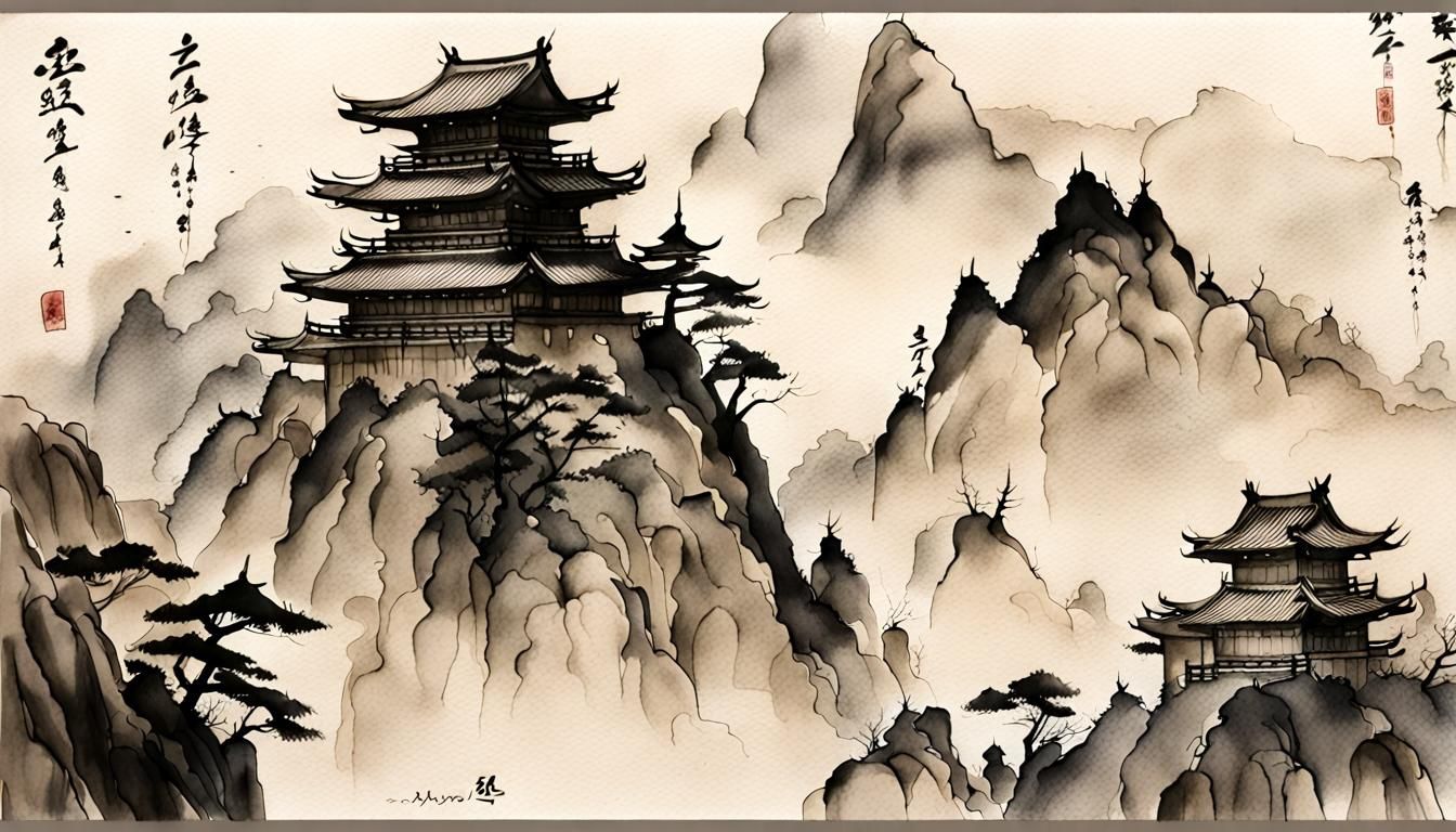 Obariyon in Ink Wash Painting Style