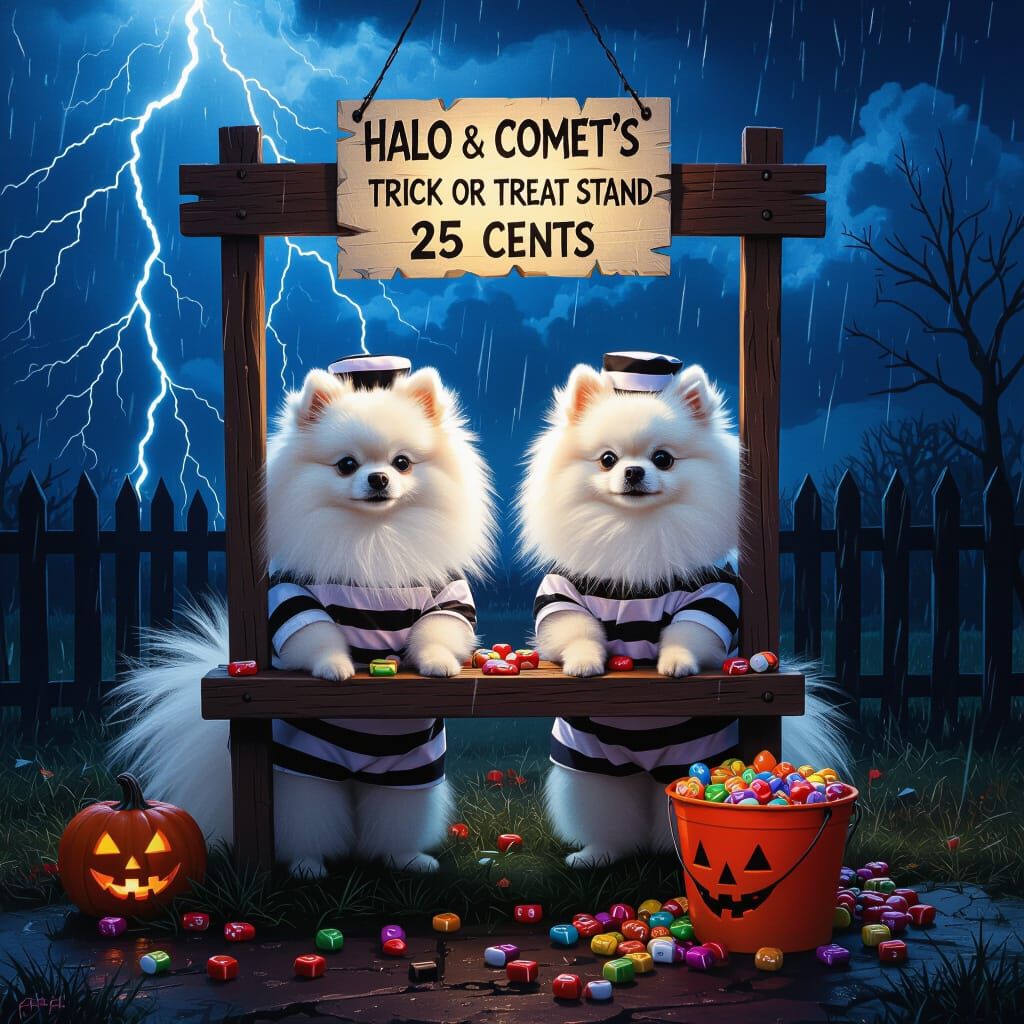 Pomeranian Prisoners at Trick or Treat Stand