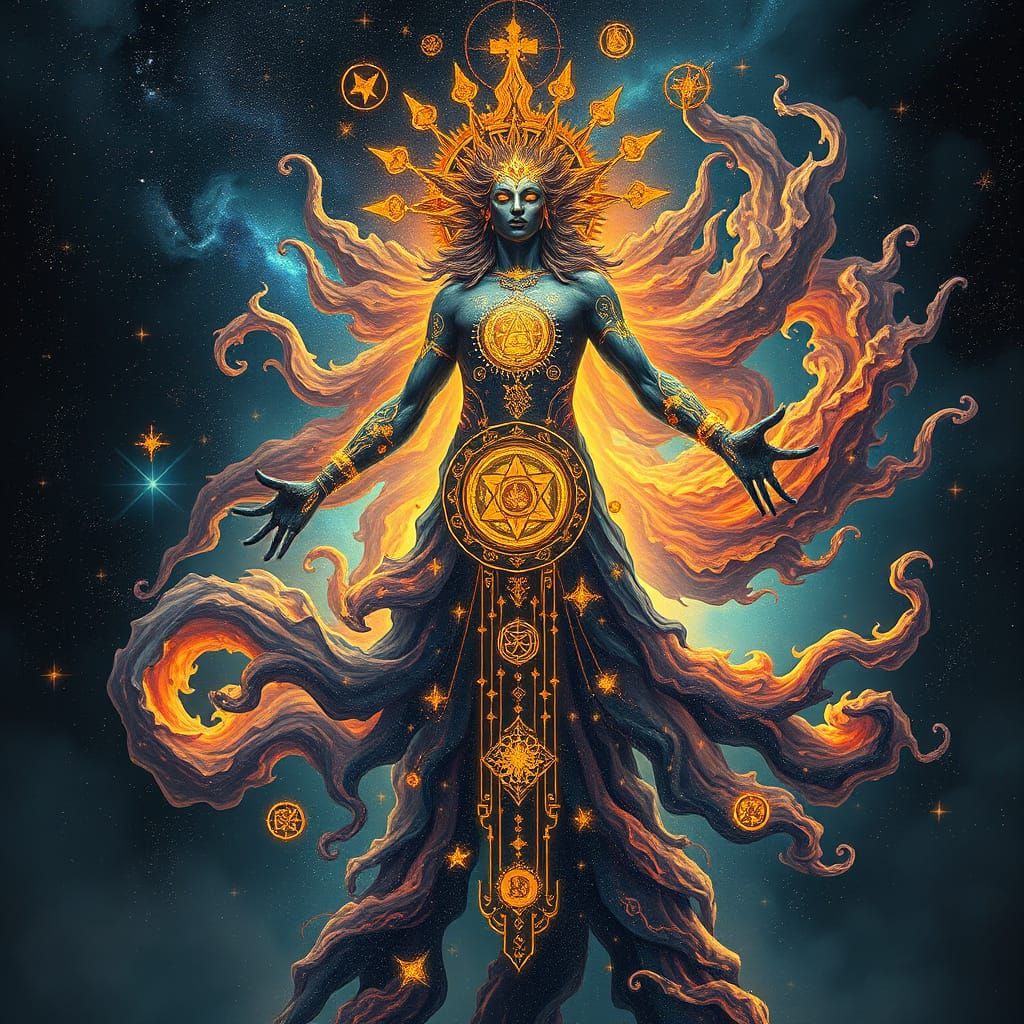 Cosmic Deity of Nebulae and Stardust in Visionary Art