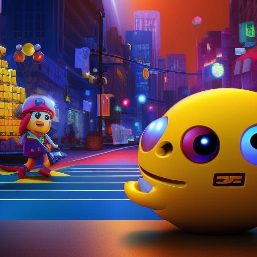 Adorable Chibi Ms. Pac-Man in 3D CGI