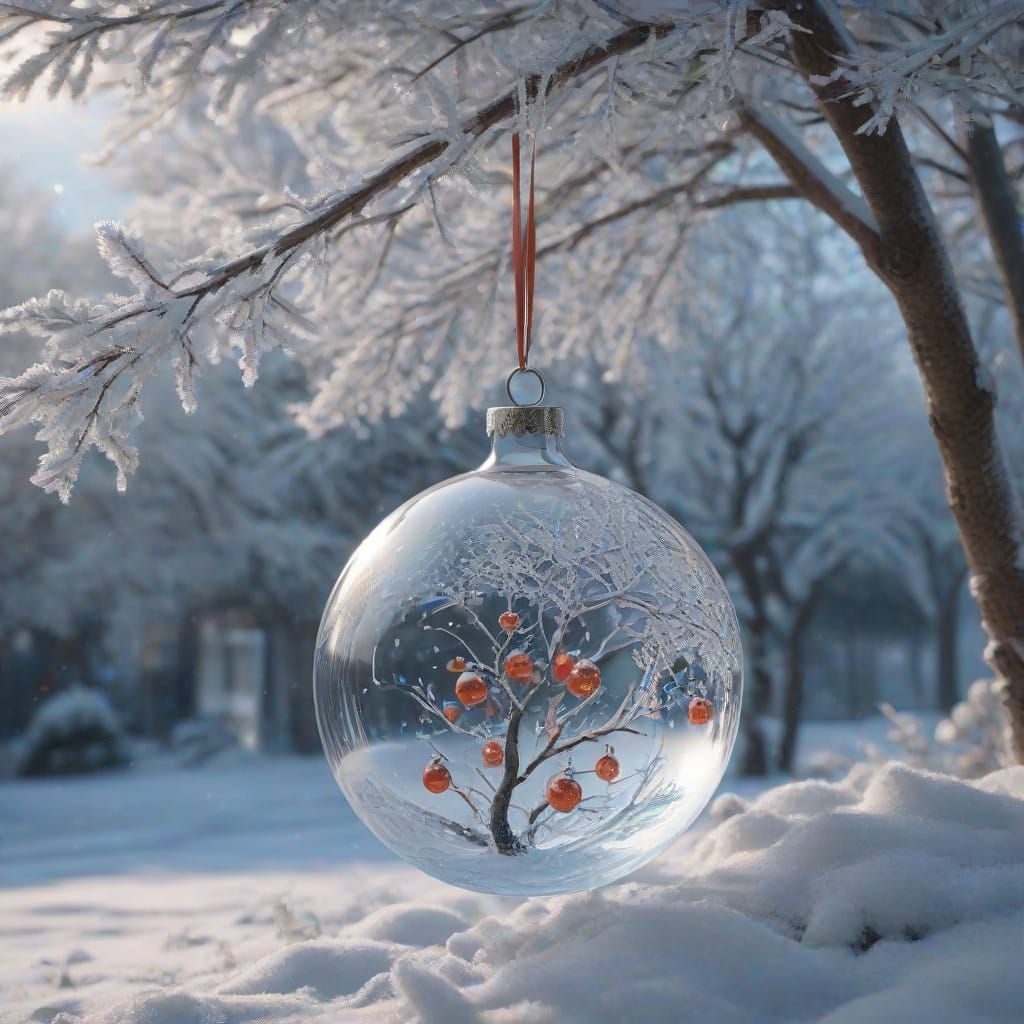 Glowing Glass Baubles in Winter Wonderland