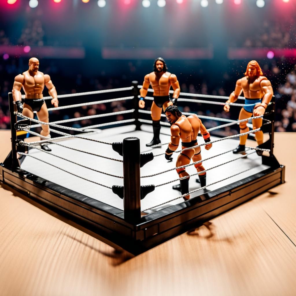 WWE Action Figures in Toy Wrestling Ring