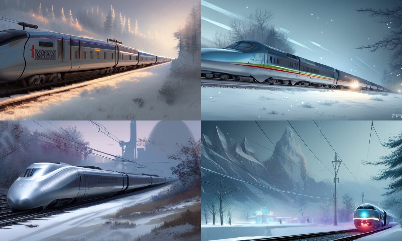 Frozen Wasteland Bullet Train: Hyperdetailed Concept Art