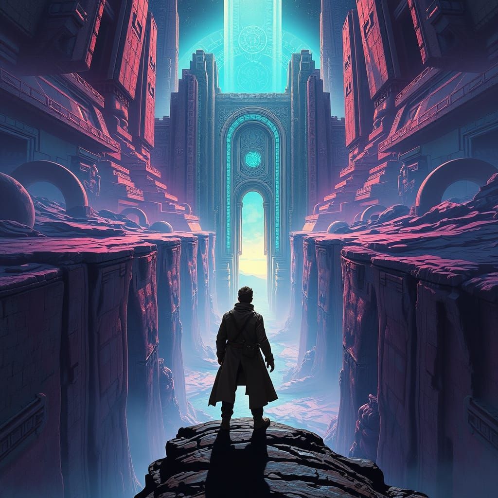 Neon Chasm: Ancient Gateway on Alien Planet