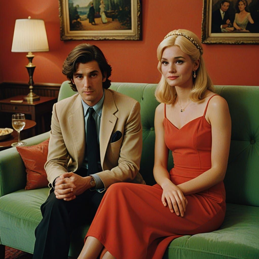 Youthful Crossdresser in 1960s Inspired Dress with Vibrant M...