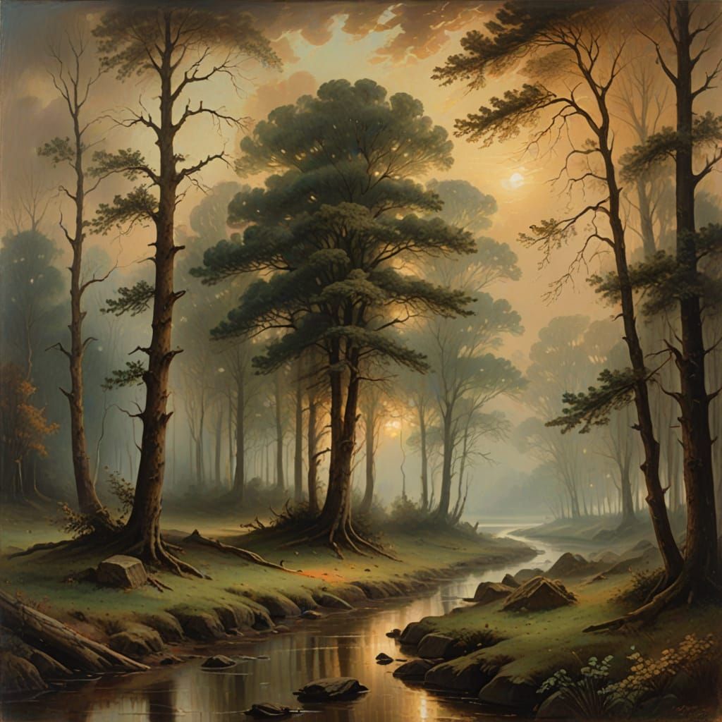 Mystical Forest Ritual in Warm, Golden Light