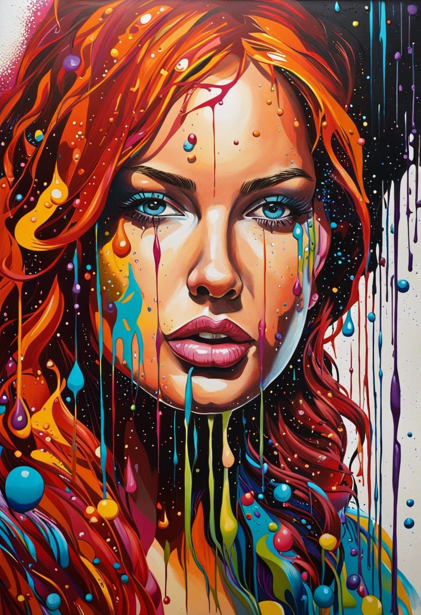 Jeune femme rousse sous la pluie