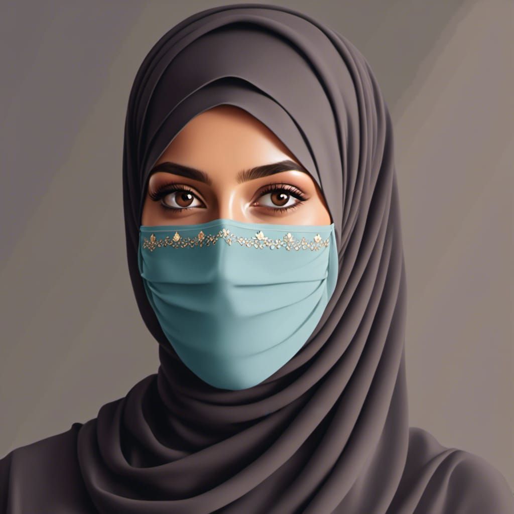 Hijabi Woman with Mask: A Portrait of Modesty