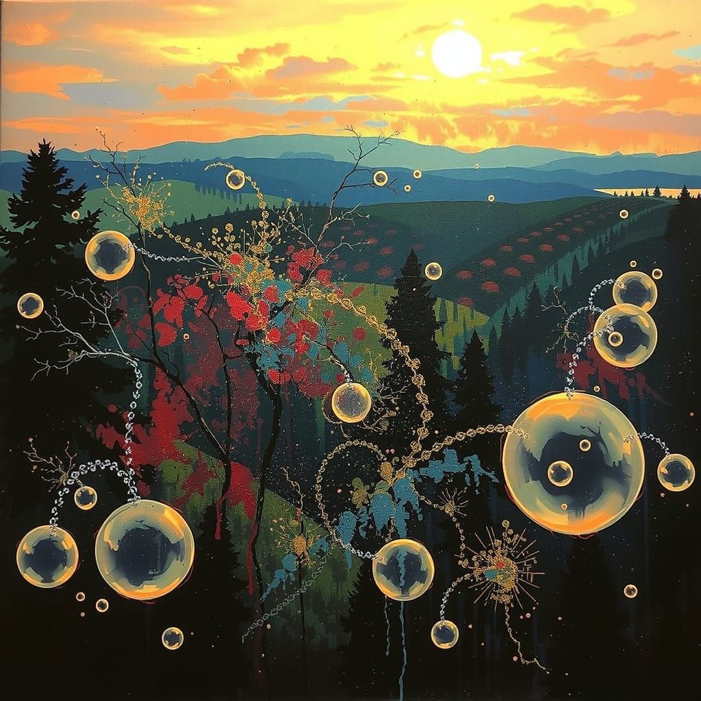 Psychedelic Landscape Painting in Expressionist Style