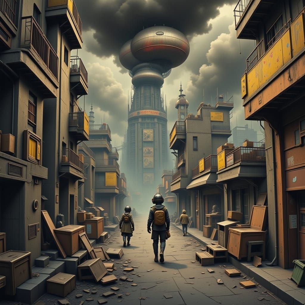 Dystopian Scene: Scavenger Caught with Stolen Sustenance