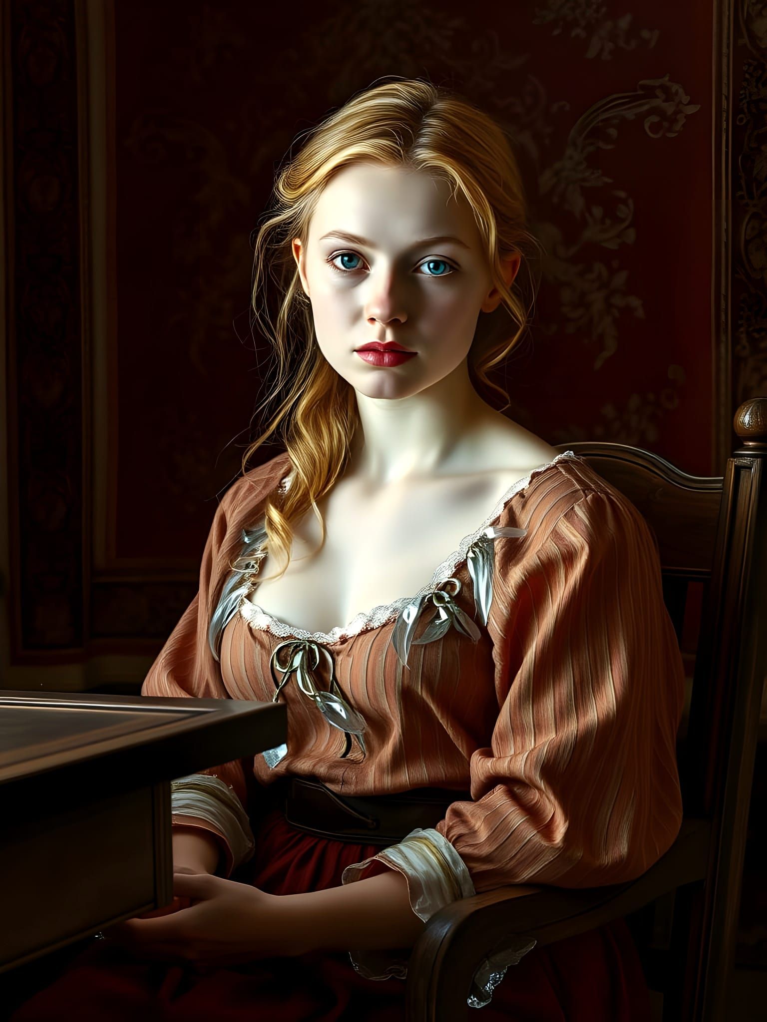 Prism Glass Woman in the Style of Van Eyck