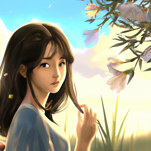 Anime Style Portrait of Young Chinese Woman