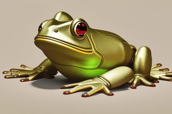 Rainbow Cyber Robot Frog Portrait in 8K