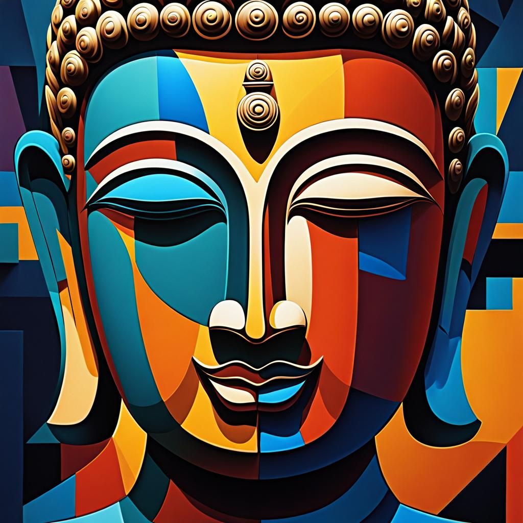 buddha face picasso style abstract cubism