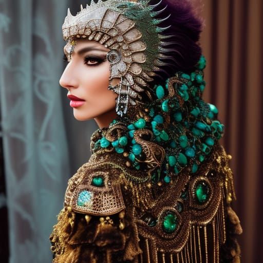 Biopunk Alien Queen in Ornate Streetwear