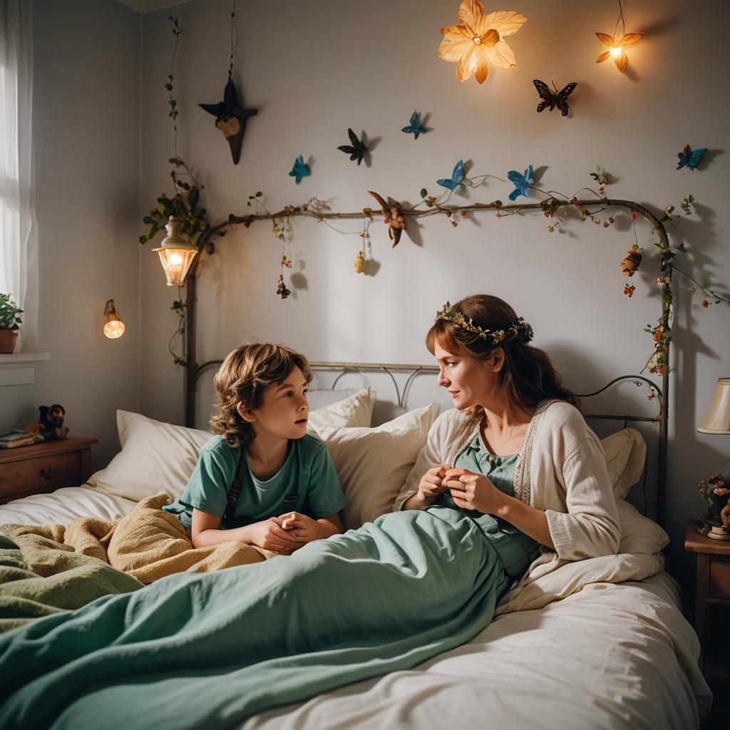 Mother Tells Fairy Tale in Nursery