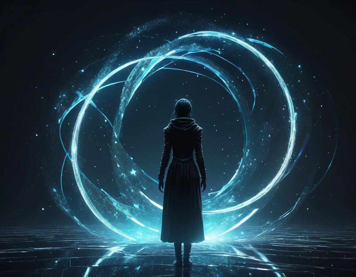 Ethereal Abstract Art with Glowing Ebony Elements