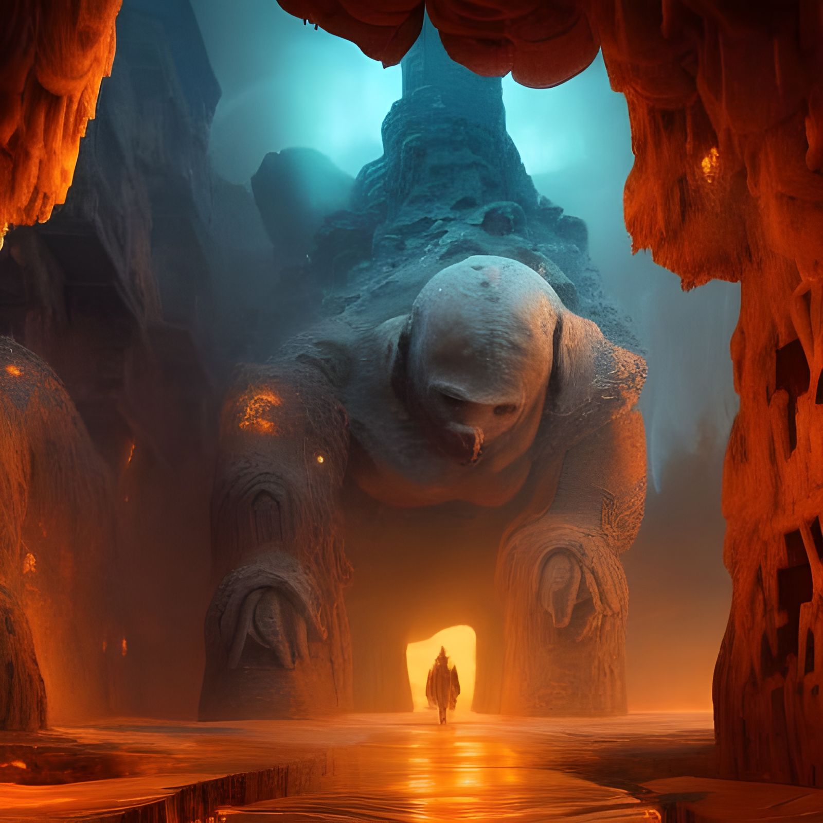 Epic Ice Golem Digital Matte Painting