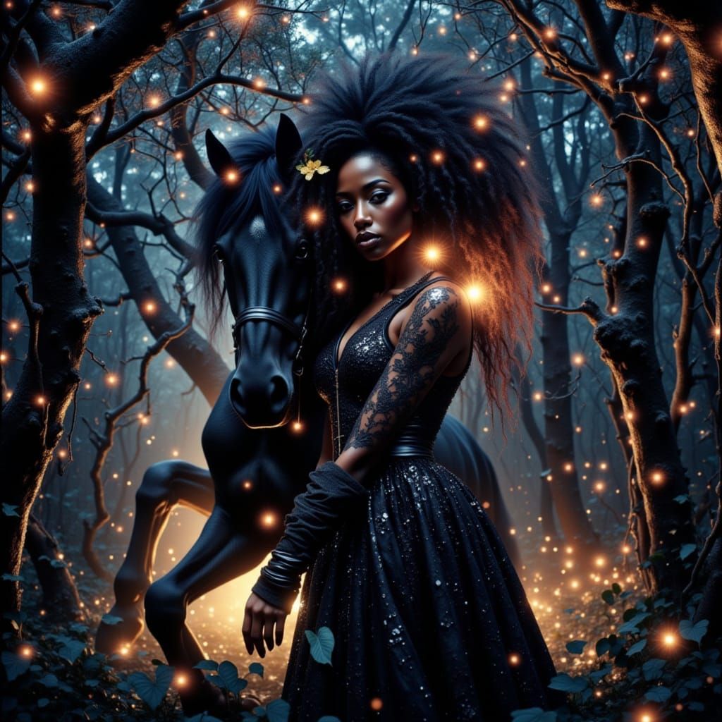 Hyperrealistic Don Macana Style Stallion Portrait in a Dark ...