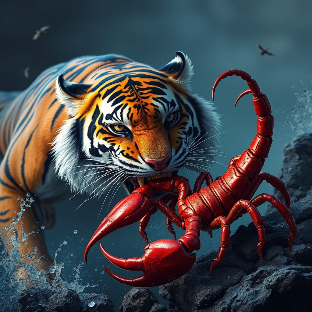 Tiger and Scorpion Clash: Fantasy Concept Art