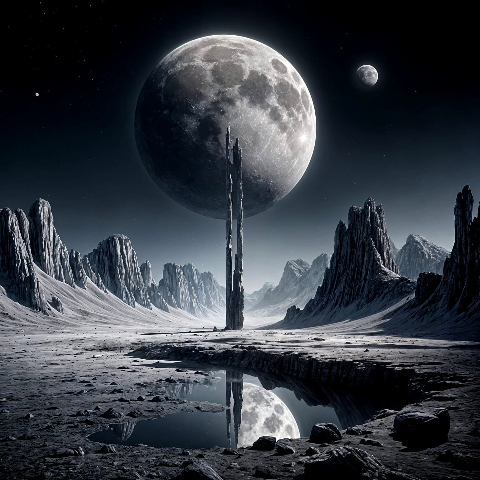 Futuristic Marble Structure on Barren Moon