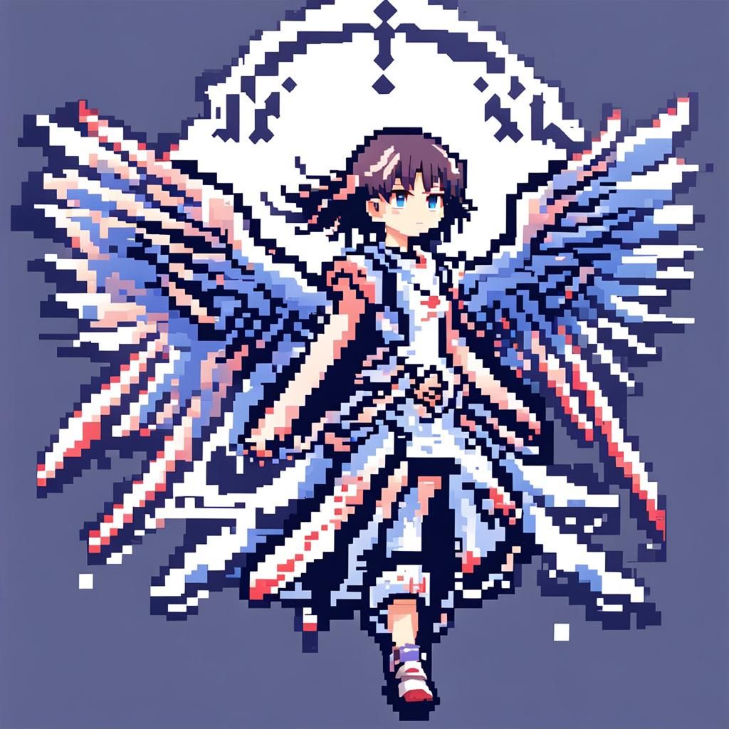 Pixel Art Angel in Anime Style