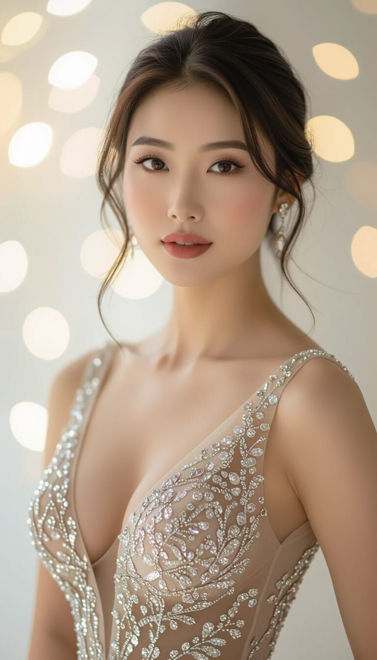 Elegant Asian Woman Portrait in Studio Setting