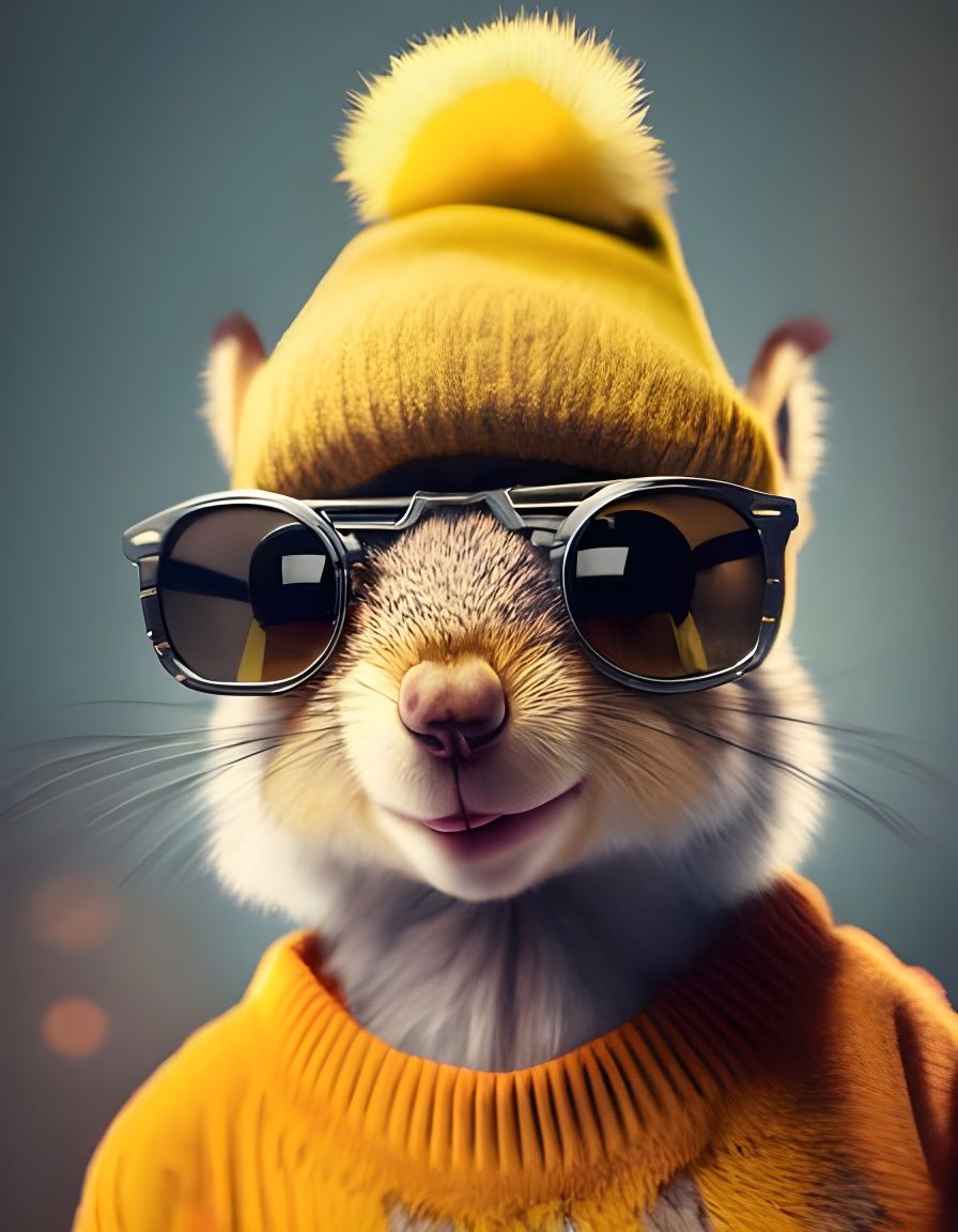 Hipster Squirrel Models in Studio with Style