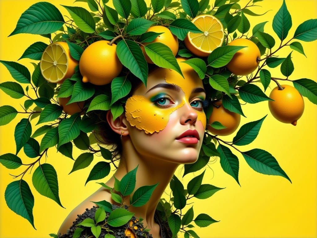 Vibrant Lemon Tree Portrait in Concept Art Style