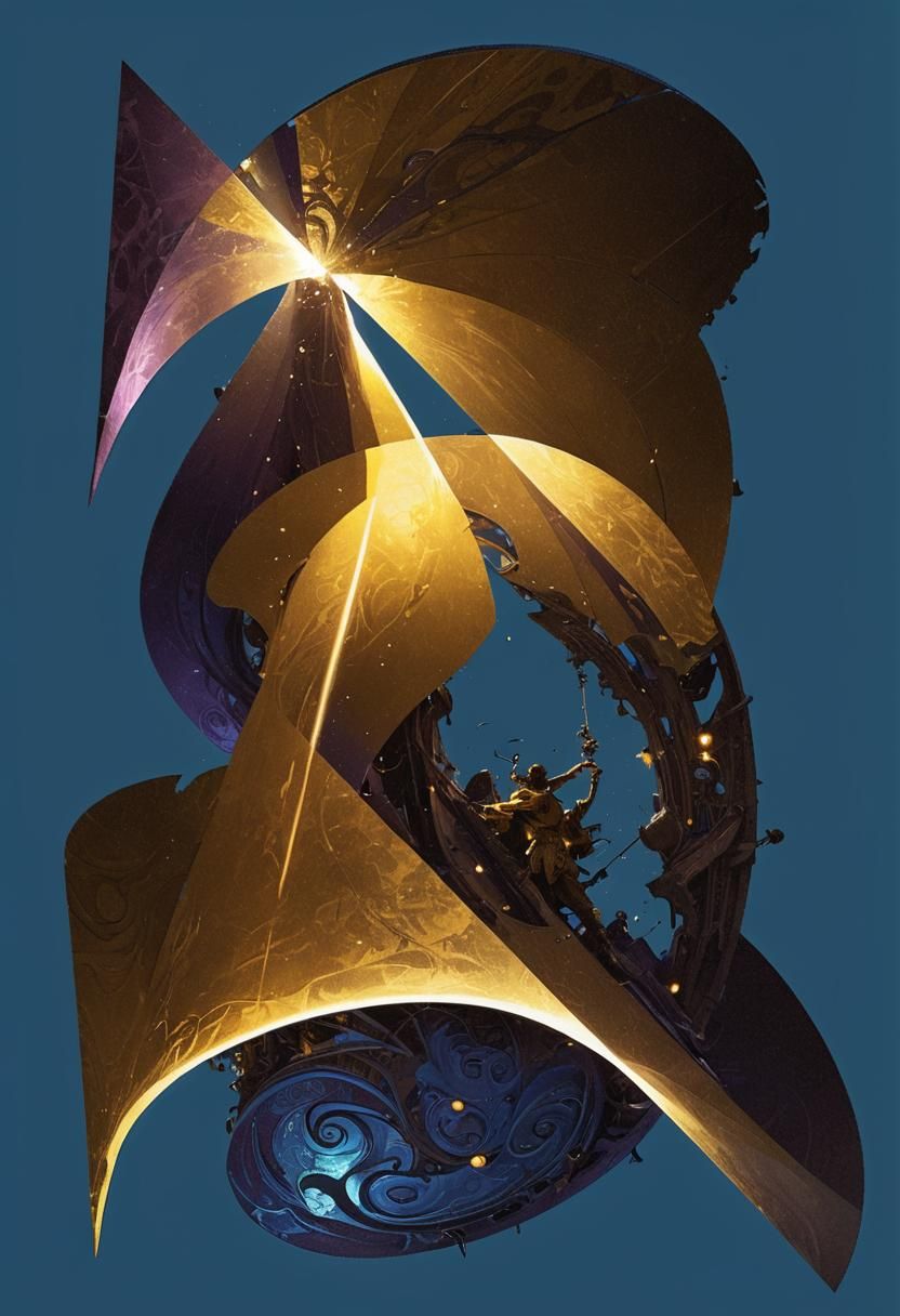 Dark Fantasy Geometric Art in the Style of Mucha