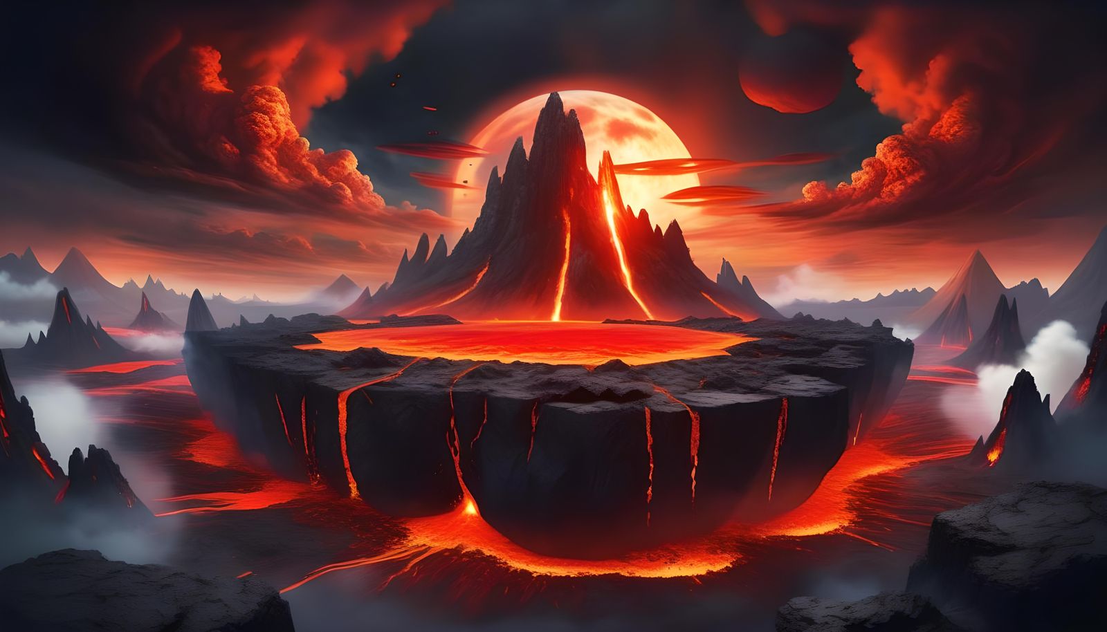 Floating Islands Volcano Erupting Lava (Continued)