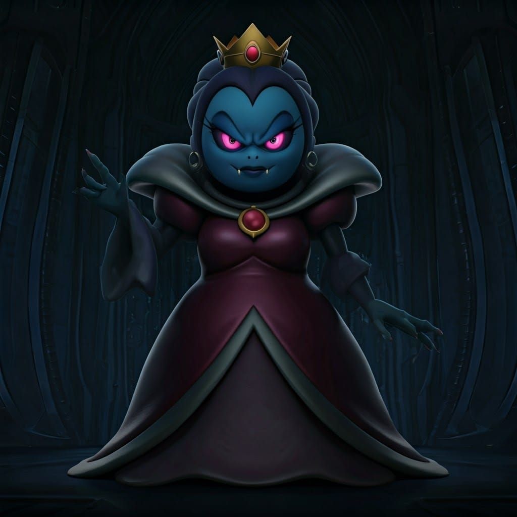 Photorealistic Princess Shroob in Menacing Regalia