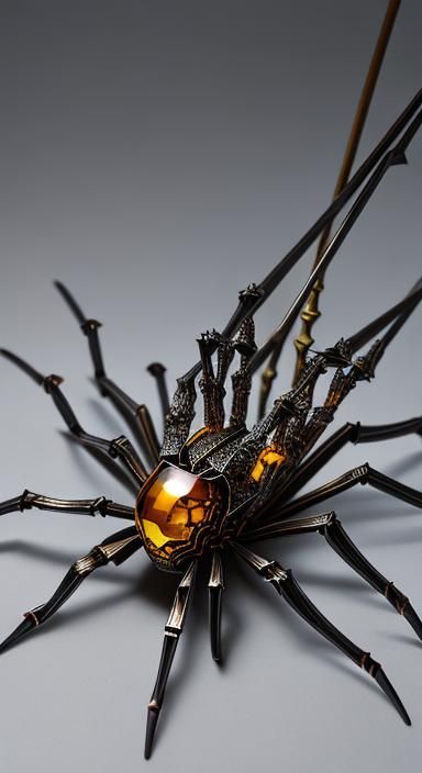 Glass, Metal, and Wood Fusion Spider