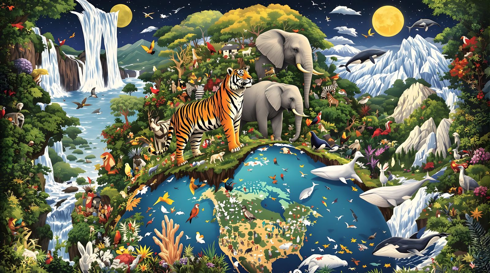 Biodiversity Menagerie on a World Map