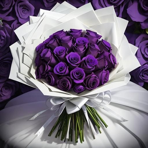 Hyperdetailed Purple Rose Bouquet Generated by AI