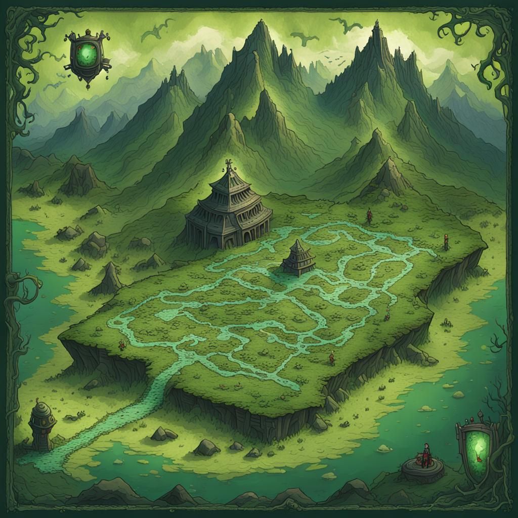 Detailed Treasure Map in Cinematic 3D Style