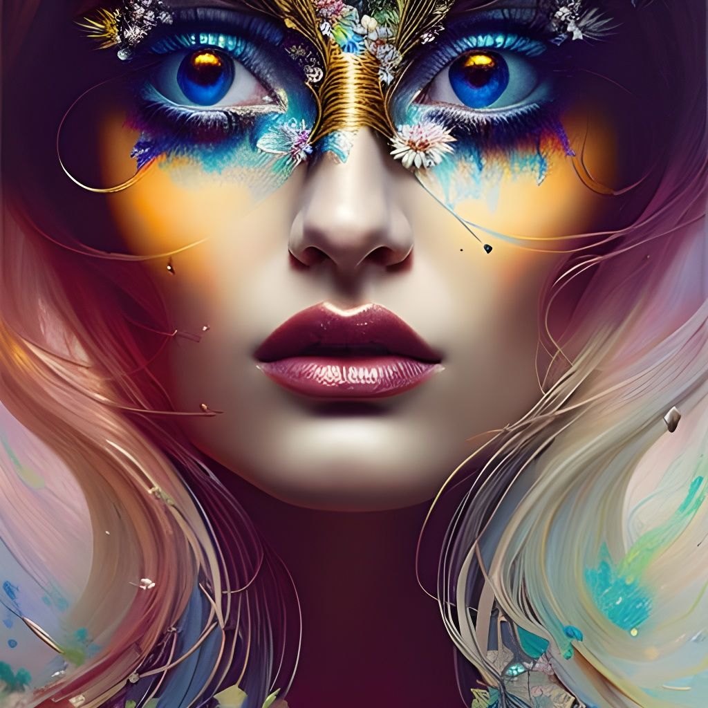 European Elf Portrait with Daisy Flowers, Hyperrealistic Sty...