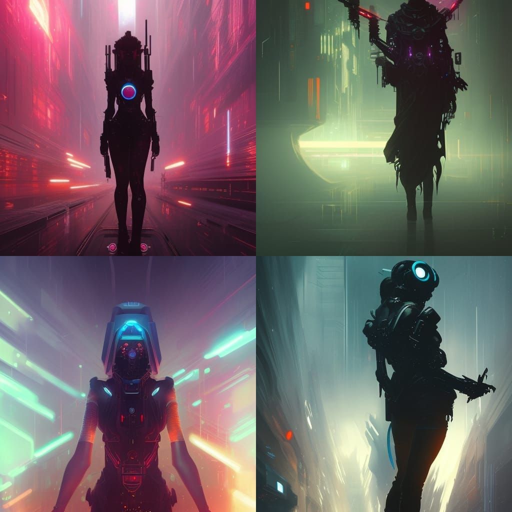 Hyperdetailed Cyberpunk Scene in Purple and Yellow