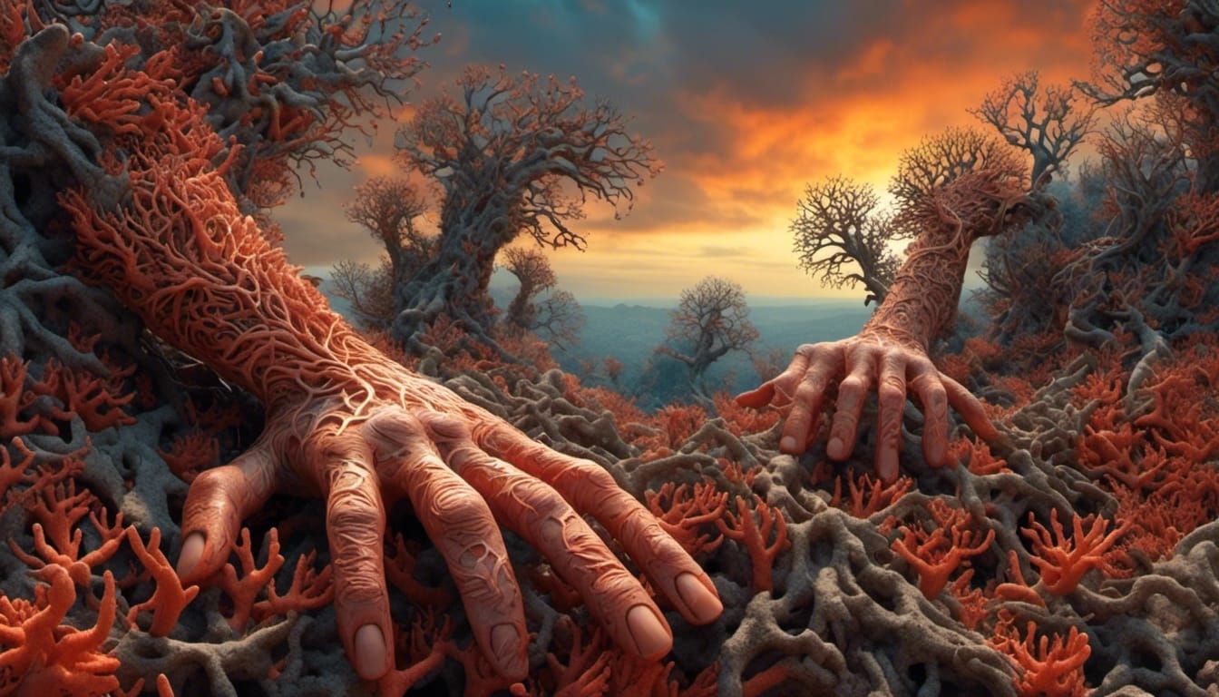 Surreal Fingerpunk Ecosystem Inspired by Beksinski