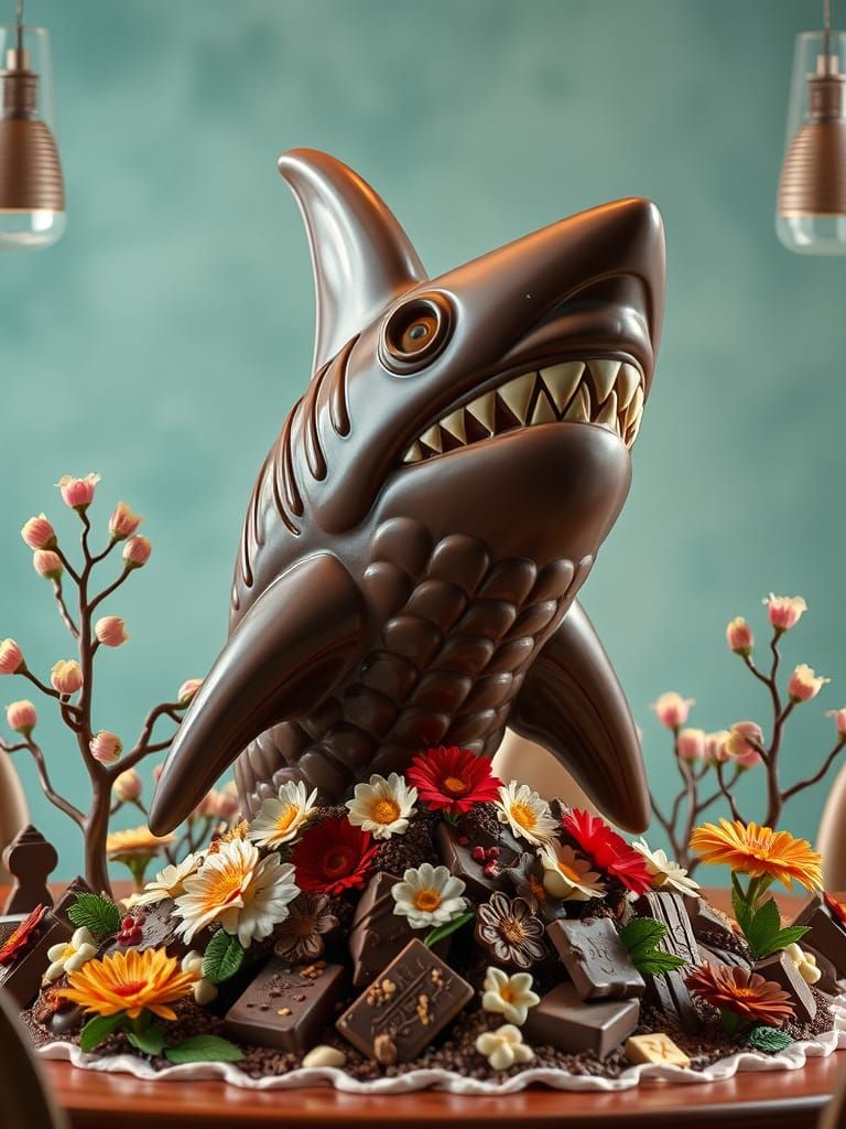 Majestic Chocolate Shark Surrounded by Chocolate