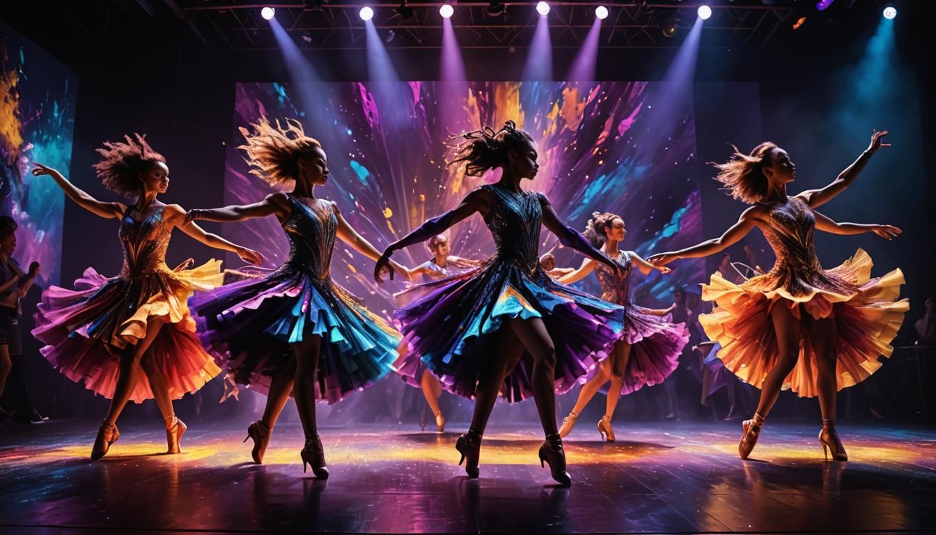 Dancers on Stage: Fauvist Expressionist Digital Art