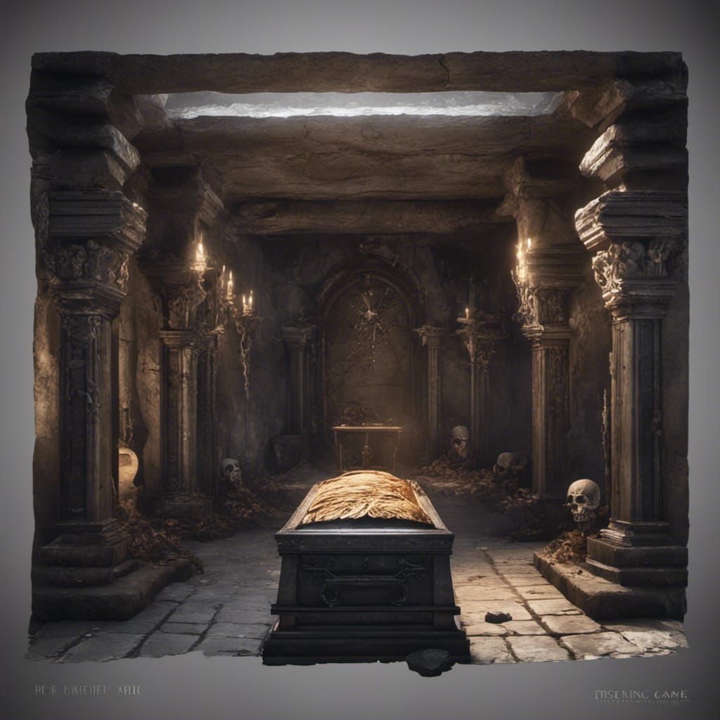 Detailed Crypt with Skeletons: 3D Game Cinematic Render