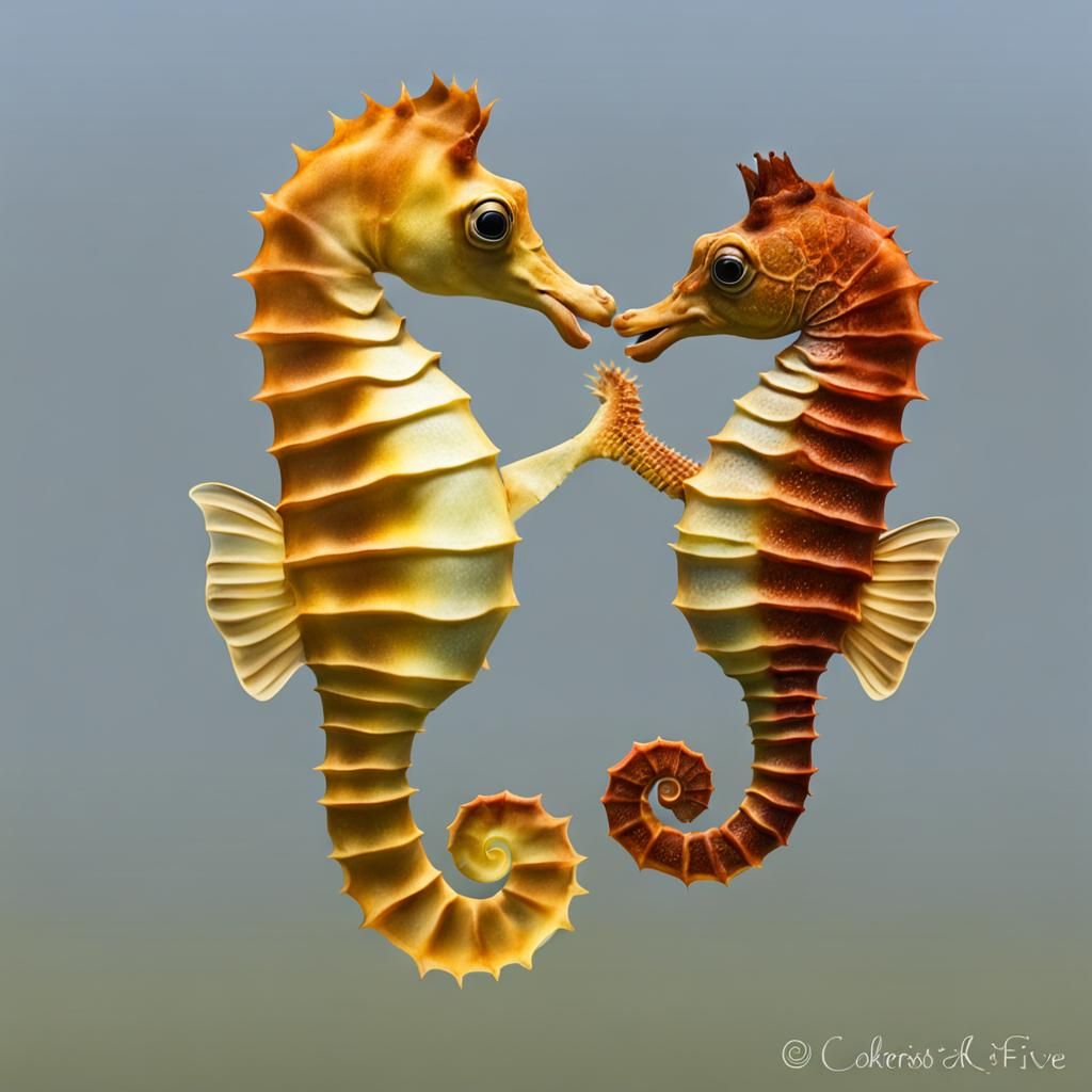 Seahorses Share a High Five Underwater